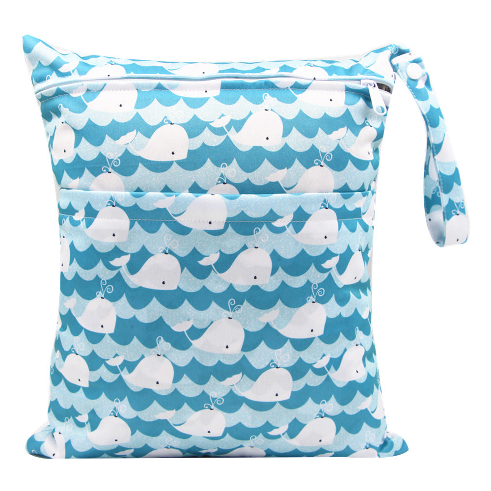 HKM-717075 Waterproof Diaper Storage Bag with Double Pockets – Versatile 30X36 Wet Bag for Baby Essentials