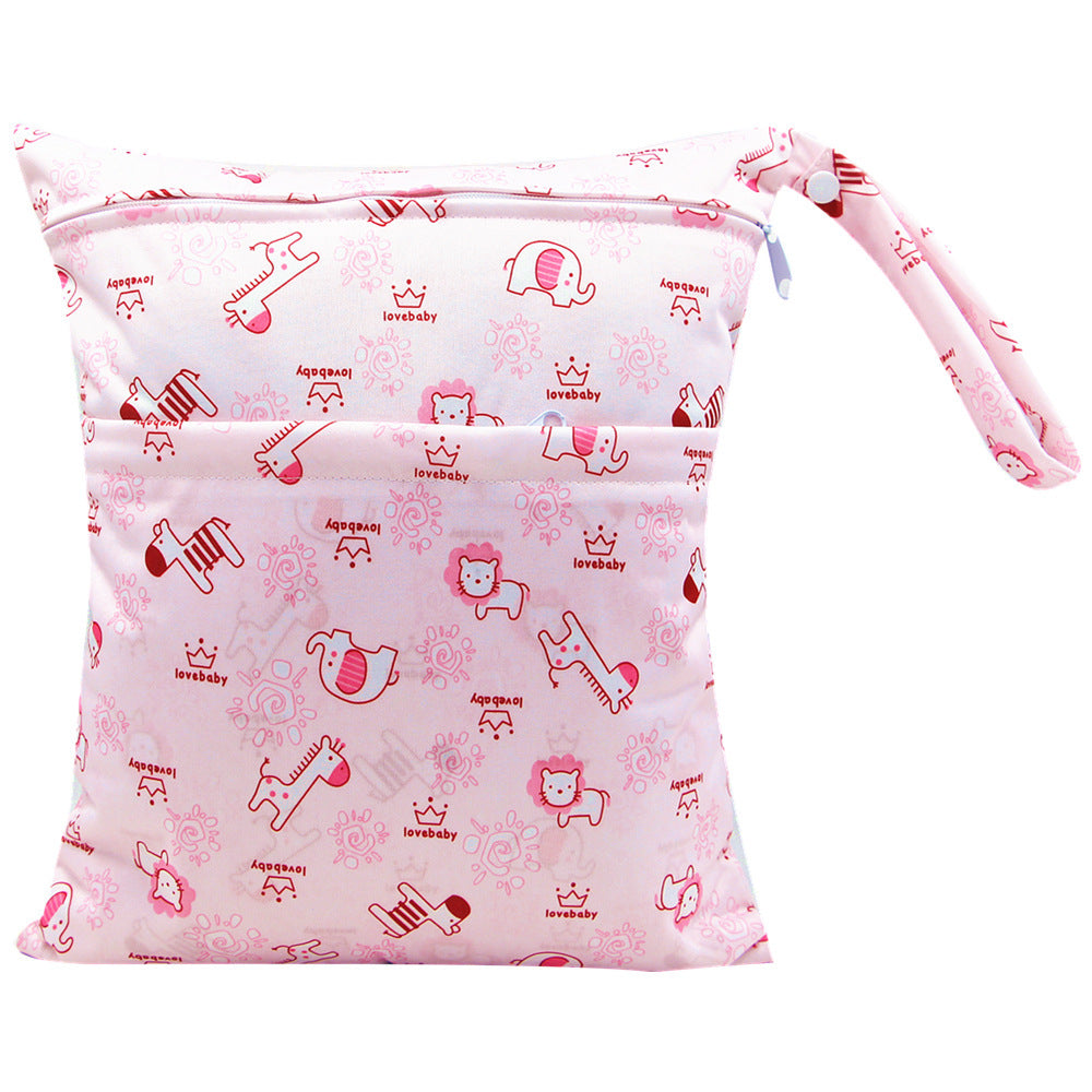 HKM-717075 Waterproof Diaper Storage Bag with Double Pockets – Versatile 30X36 Wet Bag for Baby Essentials