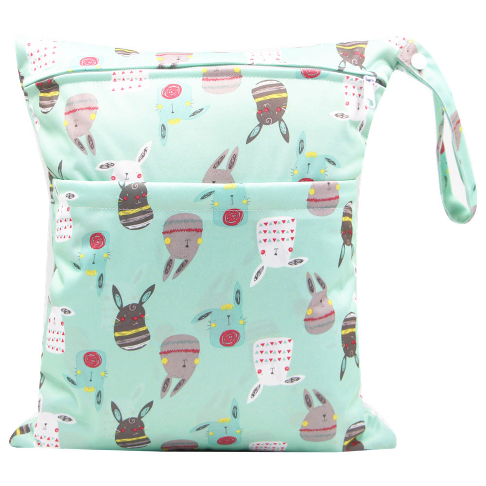 HKM-717075 Waterproof Diaper Storage Bag with Double Pockets – Versatile 30X36 Wet Bag for Baby Essentials