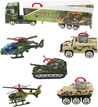 HKM-717203 Kids Pretend Play Police Station Set with Die Cast Army Vehicle Mini Battle Toy Car Carrier Truck