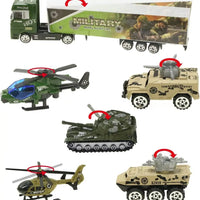 HKM-717203 Kids Pretend Play Police Station Set with Die Cast Army Vehicle Mini Battle Toy Car Carrier Truck