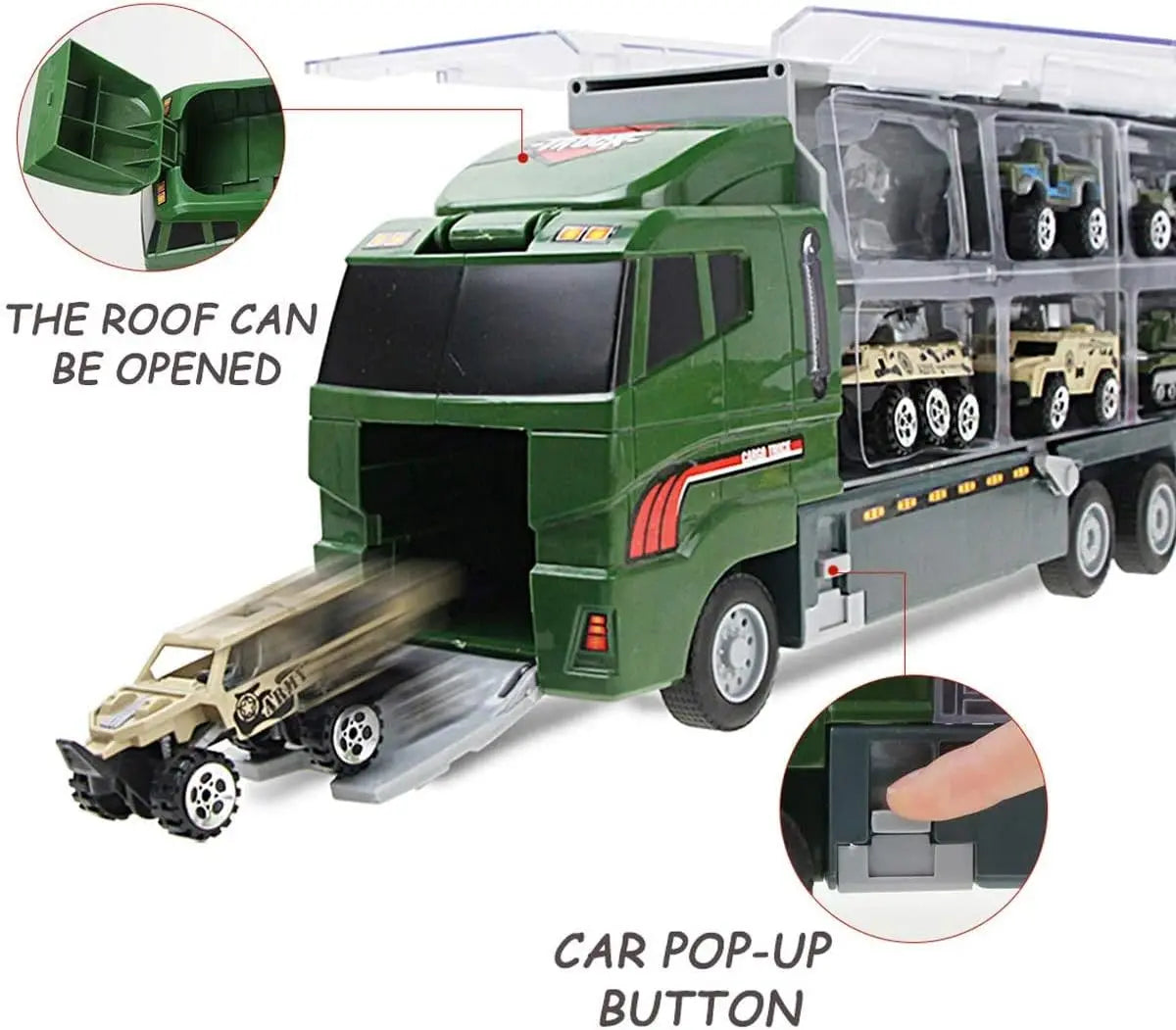 Kids Pretend Play Police Station Set with Die Cast Army Vehicle Mini Battle Toy Car Carrier Truck