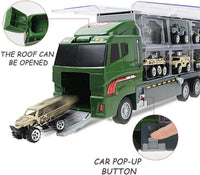 HKM-717203 Kids Pretend Play Police Station Set with Die Cast Army Vehicle Mini Battle Toy Car Carrier Truck