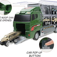 HKM-717203 Kids Pretend Play Police Station Set with Die Cast Army Vehicle Mini Battle Toy Car Carrier Truck