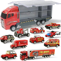 HKM-717203 Kids Pretend Play Police Station Set with Die Cast Army Vehicle Mini Battle Toy Car Carrier Truck
