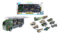 HKM-717203 Kids Pretend Play Police Station Set with Die Cast Army Vehicle Mini Battle Toy Car Carrier Truck
