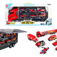 HKM-717203 Kids Pretend Play Police Station Set with Die Cast Army Vehicle Mini Battle Toy Car Carrier Truck