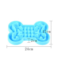 HKM-717267 Bone Puzzle Dog Bowl - Silicone Slow Feeder for Dogs, Available in Blue, Rose Red, and Green
