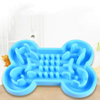 HKM-717267 Bone Puzzle Dog Bowl - Silicone Slow Feeder for Dogs, Available in Blue, Rose Red, and Green