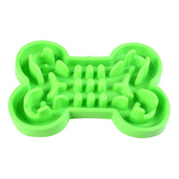 HKM-717267 Bone Puzzle Dog Bowl - Silicone Slow Feeder for Dogs, Available in Blue, Rose Red, and Green