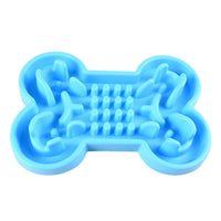 HKM-717267 Bone Puzzle Dog Bowl - Silicone Slow Feeder for Dogs, Available in Blue, Rose Red, and Green