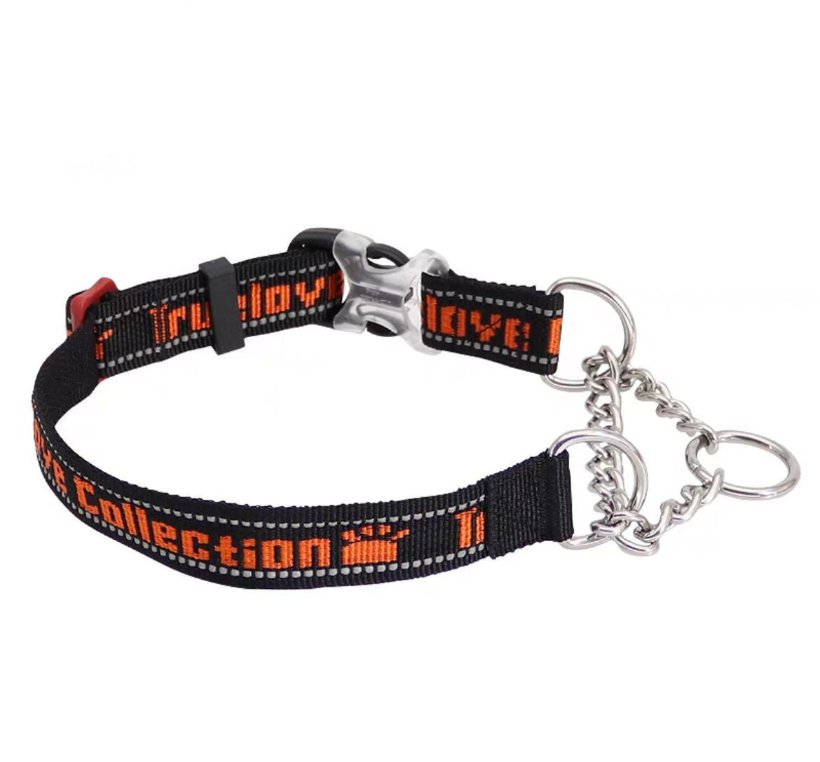 HKM-717267 Reflective Stainless Steel Chain Collar for Large, Medium, and Small Dogs