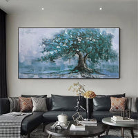 HKM-717331 Large Handpainted Green Tree Abstract Oil Painting on Canvas for Modern Home Decor