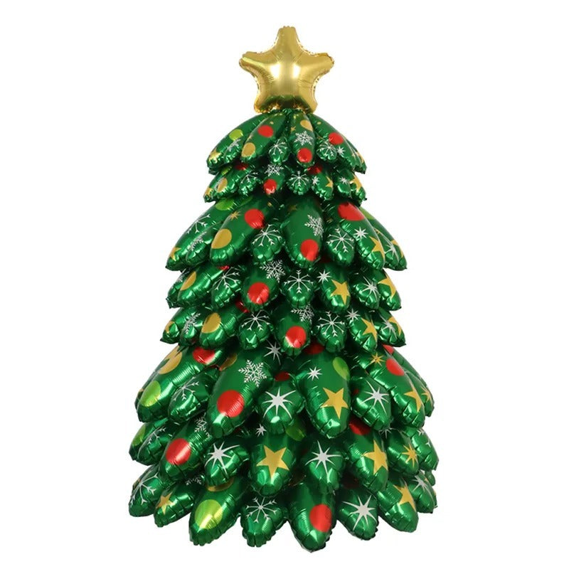 HKM-717523 Aluminum Foil Cartoon Christmas Tree Balloon Column Set - 9pcs