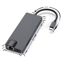 HKM-717587 USB-C Multiport Adapter with HDMI, VGA, USB Hub, and Card Reader for Notebooks