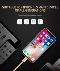 HKM-717779 3-in-1 Nylon Braided USB Cable – 1.5M for iPhone, Type C, Micro USB, 2.0A Output