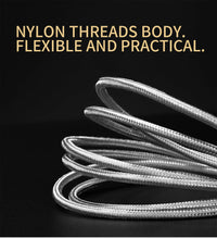 HKM-717779 3-in-1 Nylon Braided USB Cable – 1.5M for iPhone, Type C, Micro USB, 2.0A Output