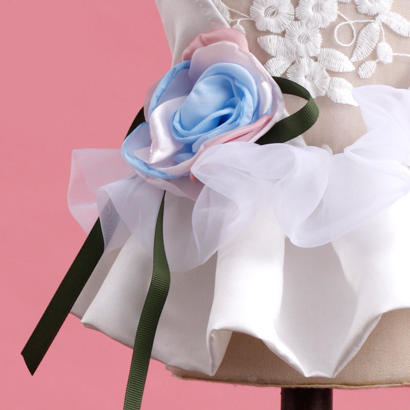 HKM-717843 Elegant White Padded Pettiskirt Dog Dress for Weddings and Special Occasions - Sizes S, M, L, XL