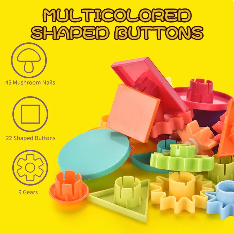 KTX-717971 3D Color Matching Mushroom Nail Puzzle Toy for Early Learning - Assembling Building Blocks for Ages 2-4