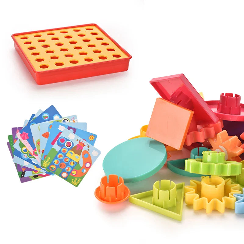 KTX-717971 3D Color Matching Mushroom Nail Puzzle Toy for Early Learning - Assembling Building Blocks for Ages 2-4