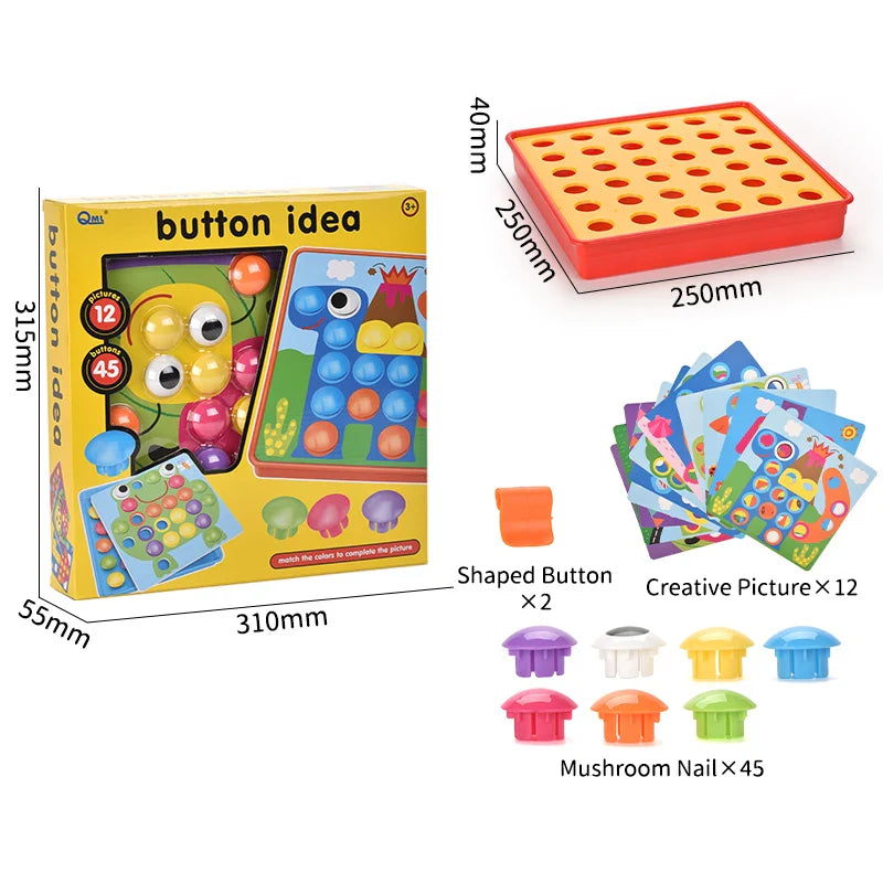 KTX-717971 3D Color Matching Mushroom Nail Puzzle Toy for Early Learning - Assembling Building Blocks for Ages 2-4