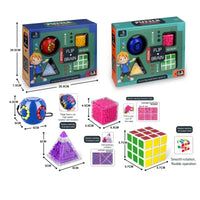 HKM-718035 Montessori Maze Cube Puzzle Fidget Game Brain Teaser Magnetic Rings Sensory Toy for Kids Ages 2-4