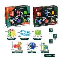 HKM-718035 Montessori Maze Cube Puzzle Fidget Game Brain Teaser Magnetic Rings Sensory Toy for Kids Ages 2-4