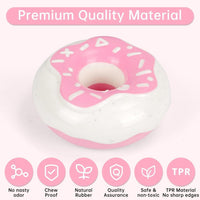 HKM-718227 Durable TPR Dog Donut Chew Toy with Squeaker for Indoor and Outdoor Play, Ideal for Teeth Grinding and Fetching