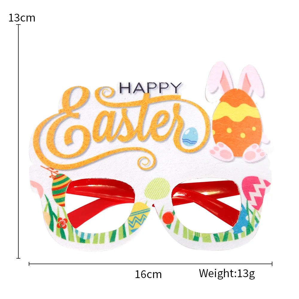 HKM-718227 Easter Bunny Photo Booth Glasses with Colorful Egg Frames for Spring Celebrations