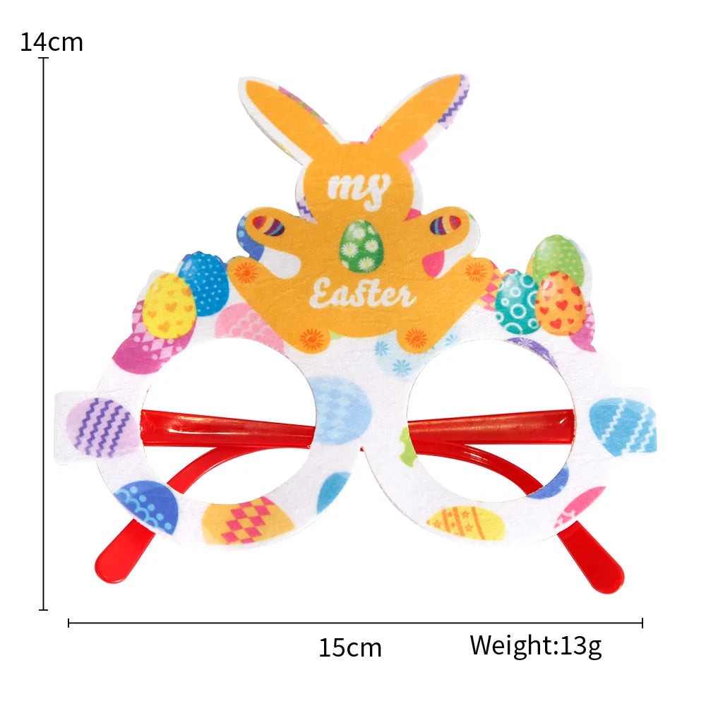 HKM-718227 Easter Bunny Photo Booth Glasses with Colorful Egg Frames for Spring Celebrations