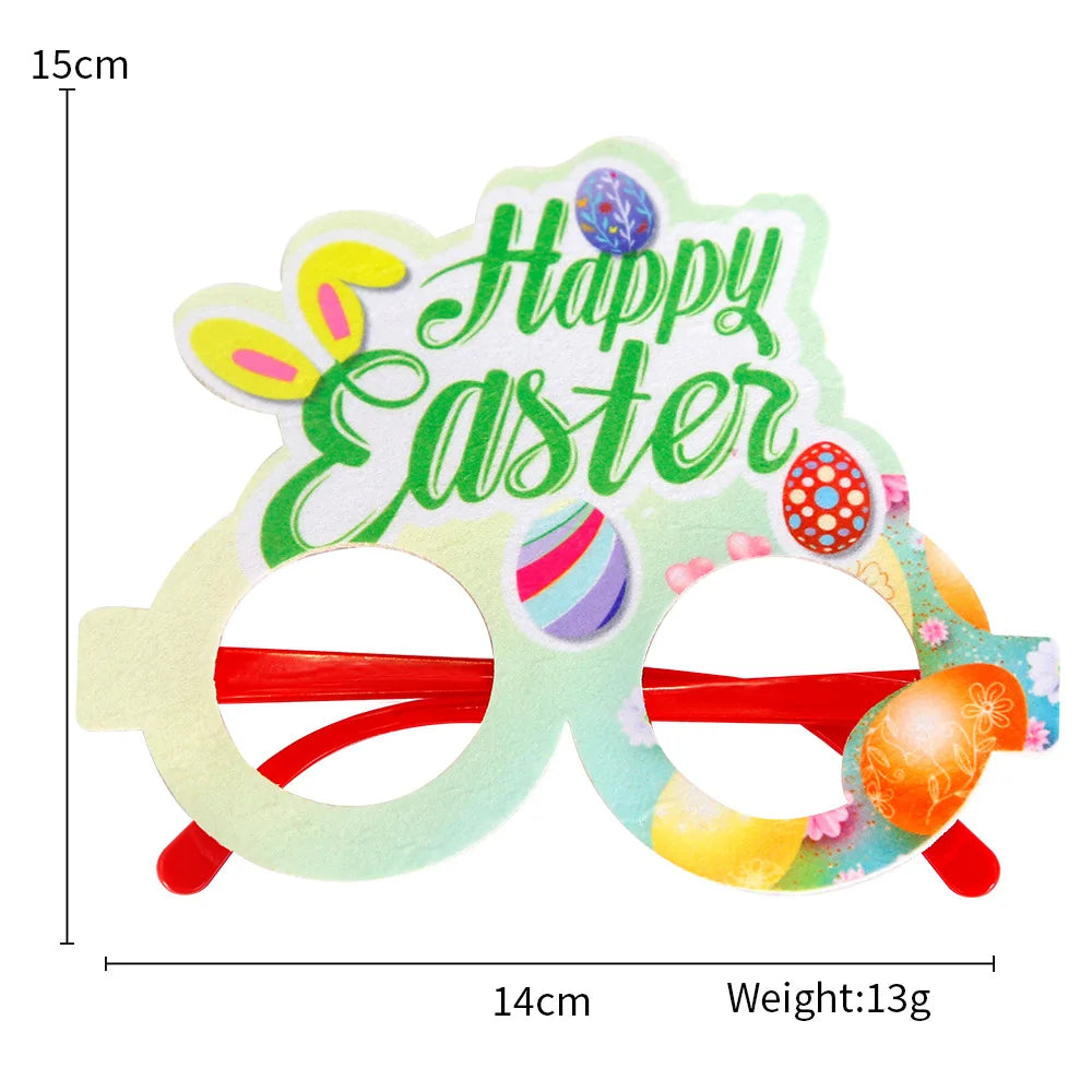 HKM-718227 Easter Bunny Photo Booth Glasses with Colorful Egg Frames for Spring Celebrations
