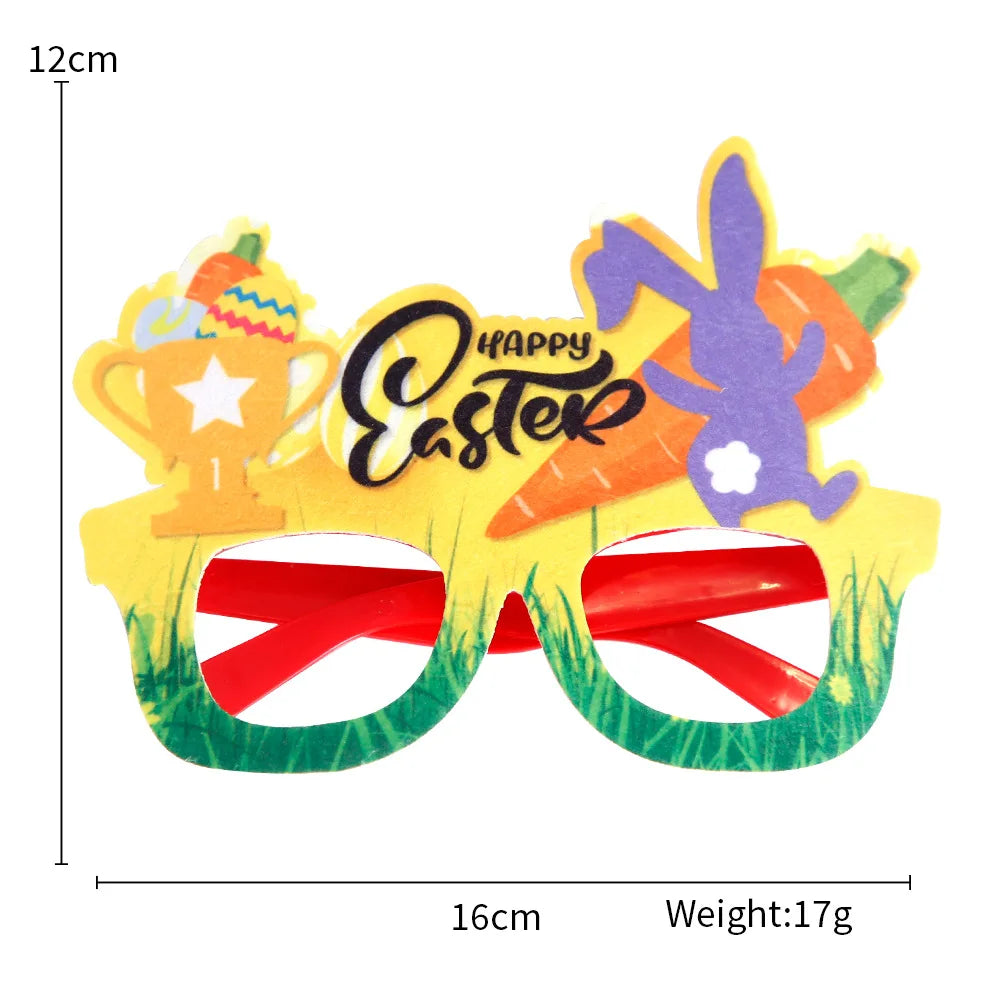 HKM-718227 Easter Bunny Photo Booth Glasses with Colorful Egg Frames for Spring Celebrations
