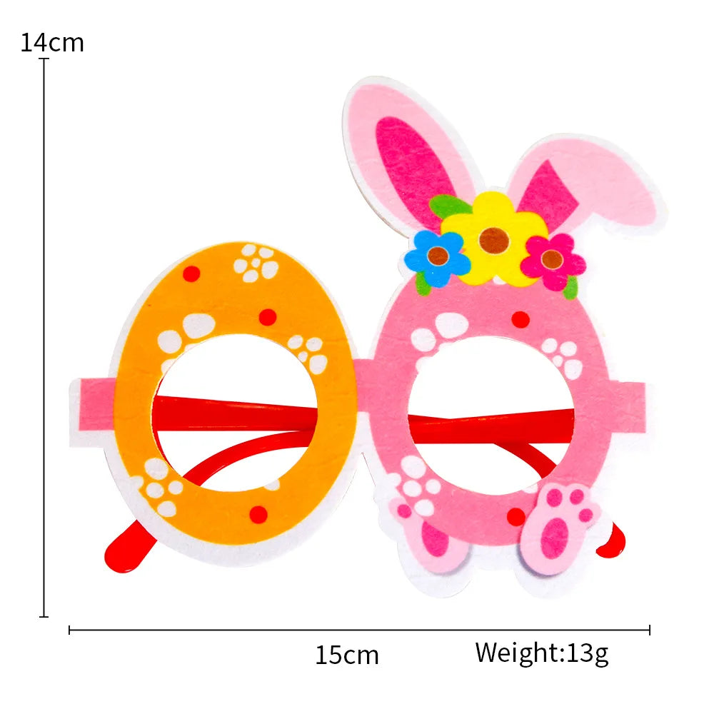 HKM-718227 Easter Bunny Photo Booth Glasses with Colorful Egg Frames for Spring Celebrations