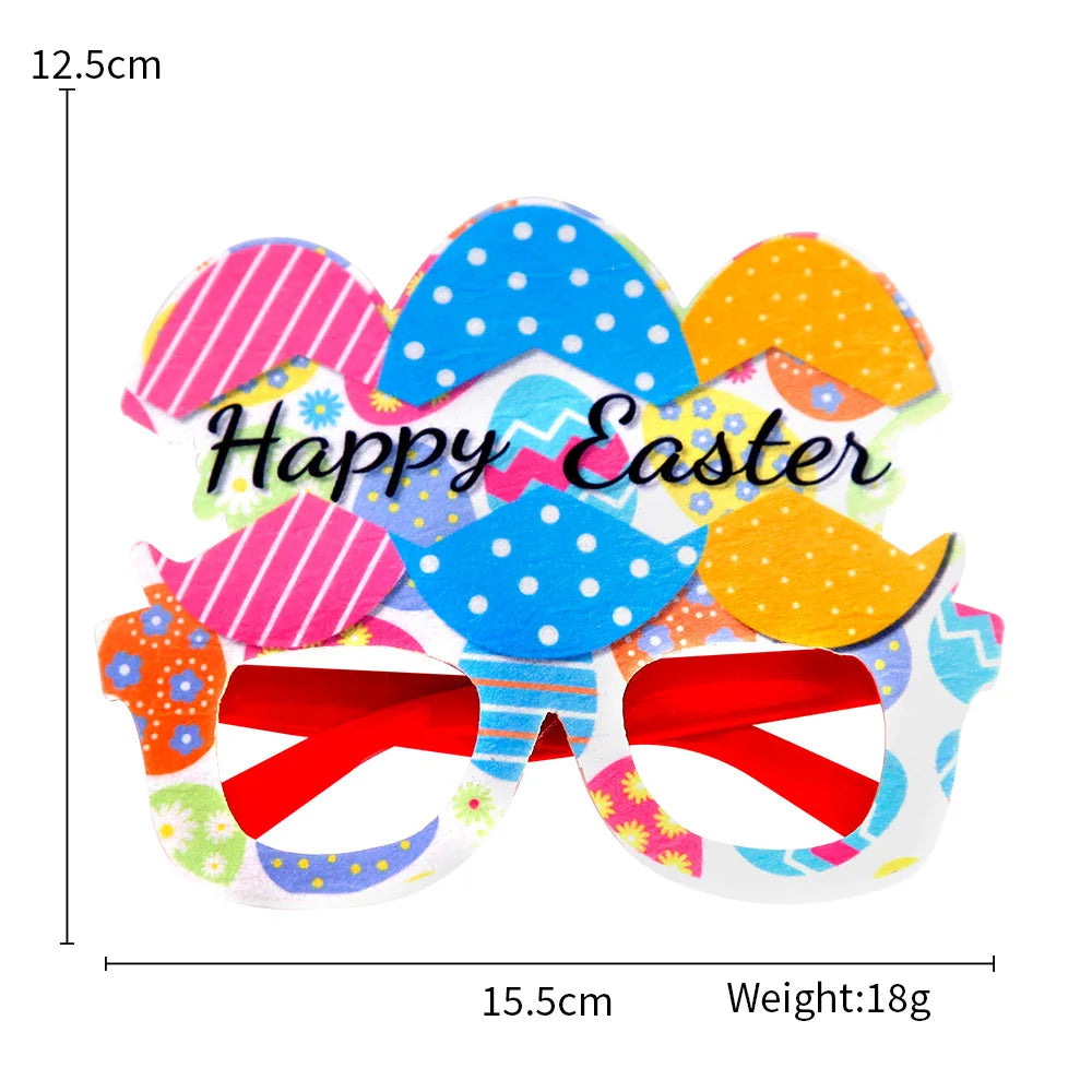 HKM-718227 Easter Bunny Photo Booth Glasses with Colorful Egg Frames for Spring Celebrations