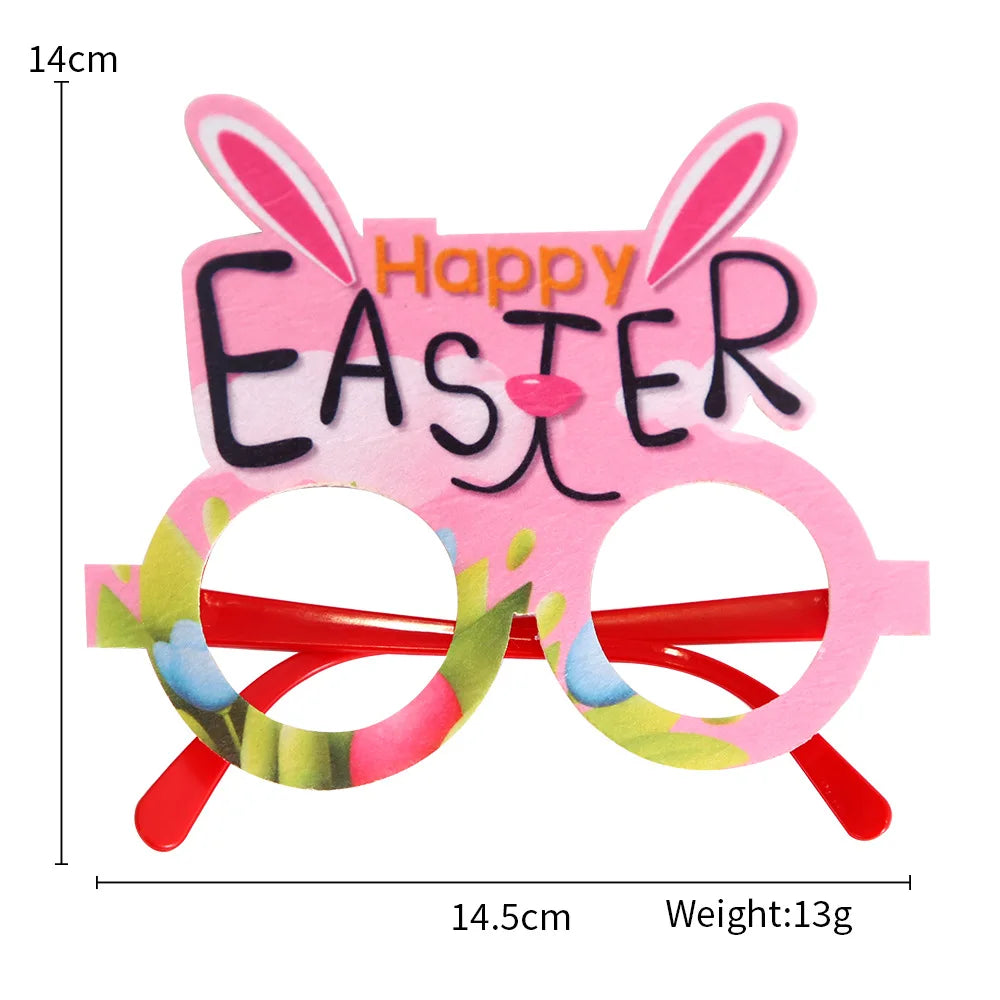 HKM-718227 Easter Bunny Photo Booth Glasses with Colorful Egg Frames for Spring Celebrations