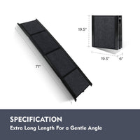 HKM-719059 Portable Dog Ramp for Cars, 71" Long & 19.5" Wide, Non-Slip Surface, Supports Up to 250 lbs, Folding Design for SUVs & Trucks