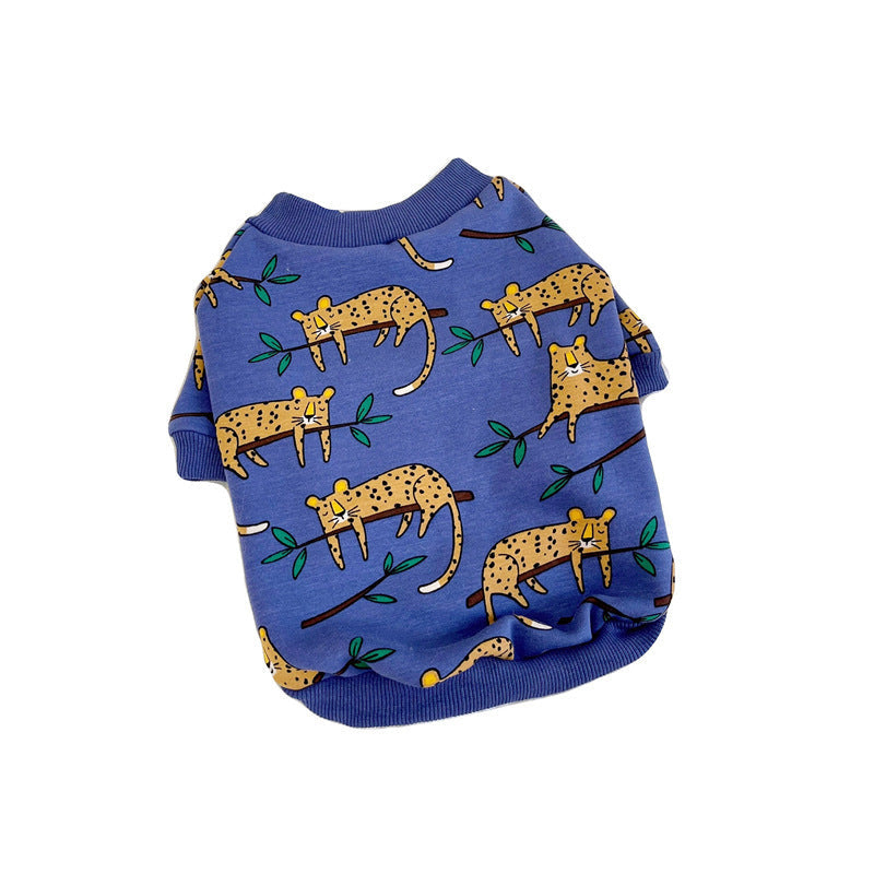 HKM-719059 Warm Fleece-Lined Dog Coat in Stylish Leopard Print, Available in Multiple Sizes