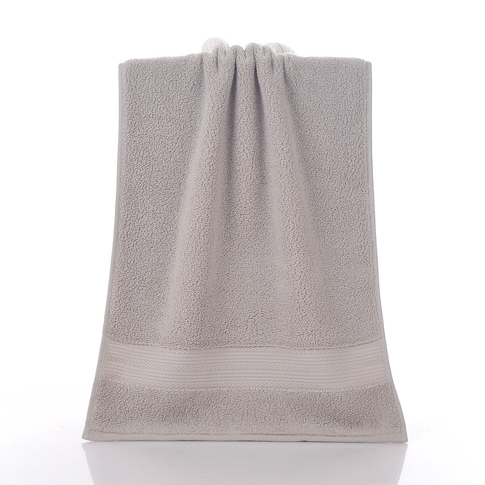 KTX-719123 Simple Double Satin Cotton Towel Set - Pure Color Options in Various Sizes