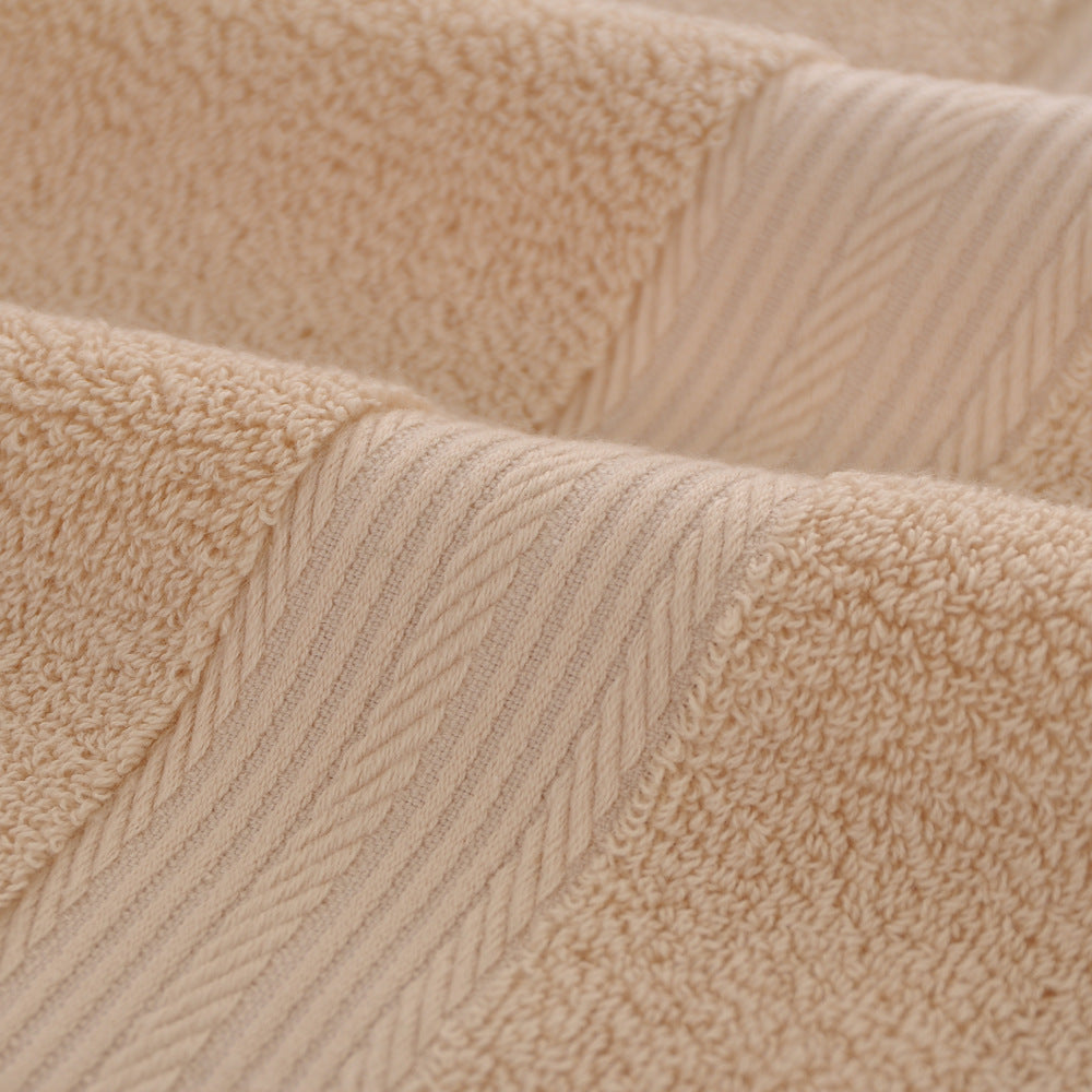 KTX-719123 Simple Double Satin Cotton Towel Set - Pure Color Options in Various Sizes