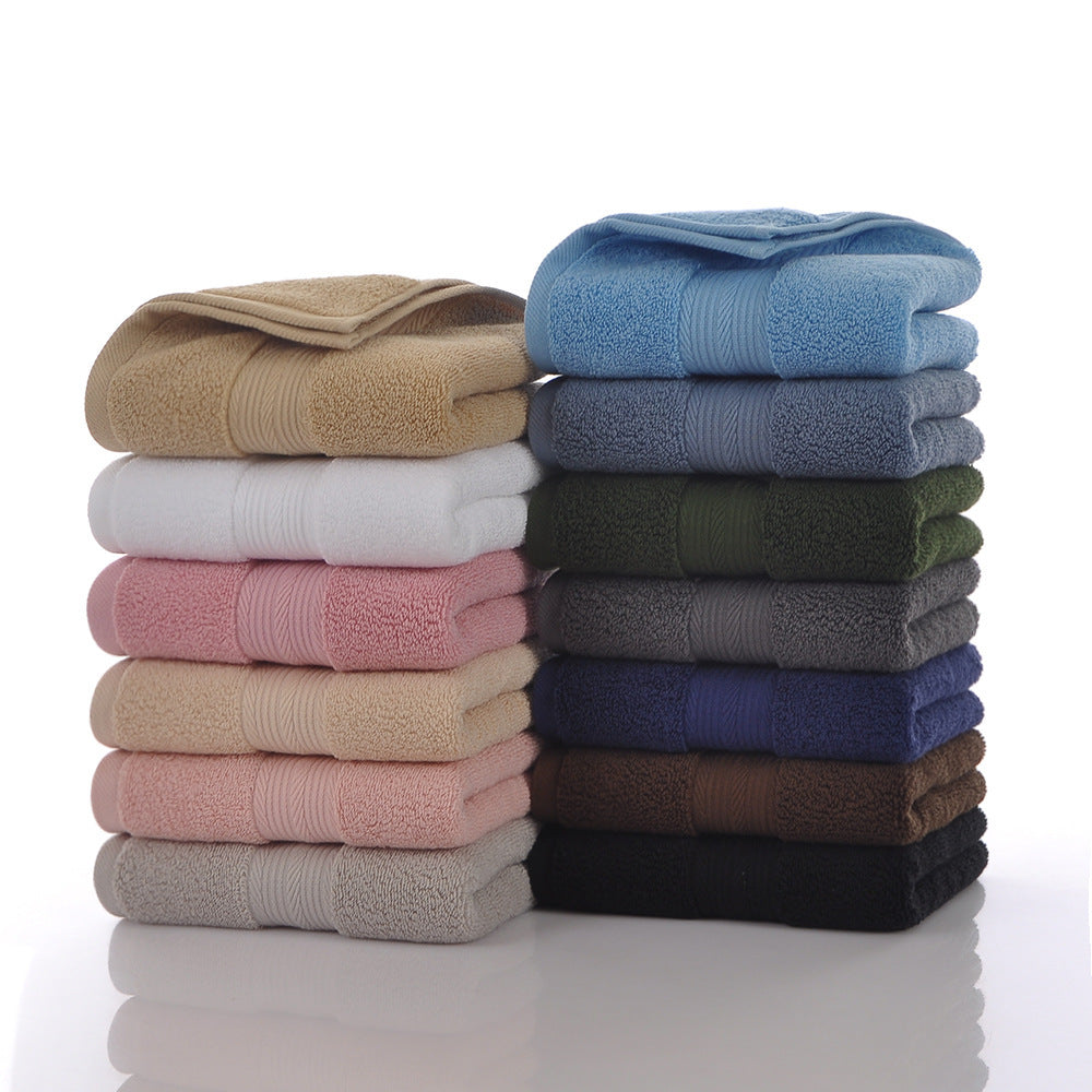 KTX-719123 Simple Double Satin Cotton Towel Set - Pure Color Options in Various Sizes