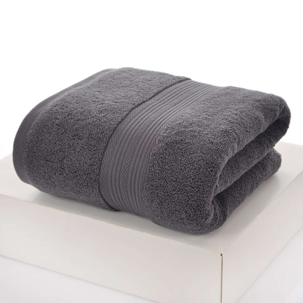 KTX-719123 Simple Double Satin Cotton Towel Set - Pure Color Options in Various Sizes