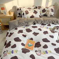 HKM-719315 Cute Cartoon 4-Piece Bed Sheet Set with Pillowcases and Quilt Cover