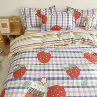 HKM-719315 Cute Cartoon 4-Piece Bed Sheet Set with Pillowcases and Quilt Cover