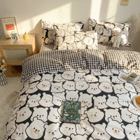 HKM-719315 Cute Cartoon 4-Piece Bed Sheet Set with Pillowcases and Quilt Cover
