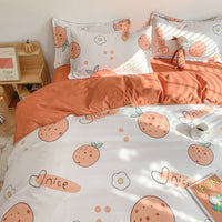 HKM-719315 Cute Cartoon 4-Piece Bed Sheet Set with Pillowcases and Quilt Cover