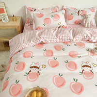 HKM-719315 Cute Cartoon 4-Piece Bed Sheet Set with Pillowcases and Quilt Cover