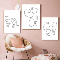 HKM-719379 Abstract Animal Line Art Canvas Mural for Living Room – Decorative Single Piece Artwork