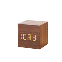 HKM-719379 Natural Wood LED Digital Alarm Clock with USB and Battery Power Options