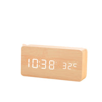 HKM-719379 Natural Wood LED Digital Alarm Clock with USB and Battery Power Options