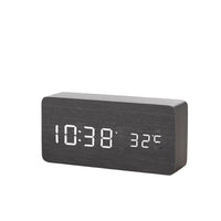 HKM-719379 Natural Wood LED Digital Alarm Clock with USB and Battery Power Options